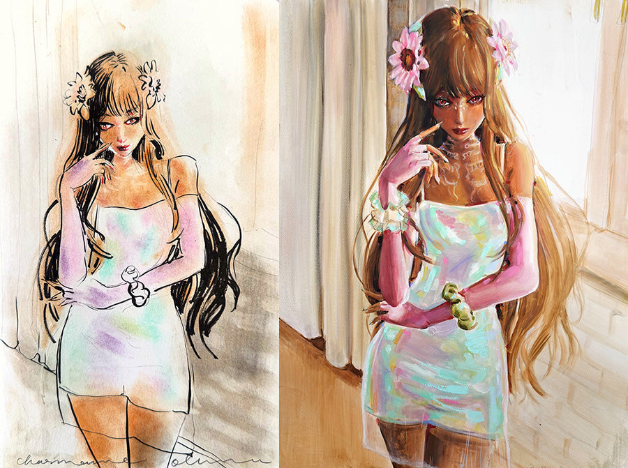 The sketches and their paintings
