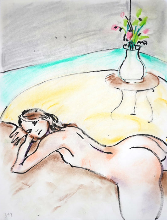 Lounging Original Drawing