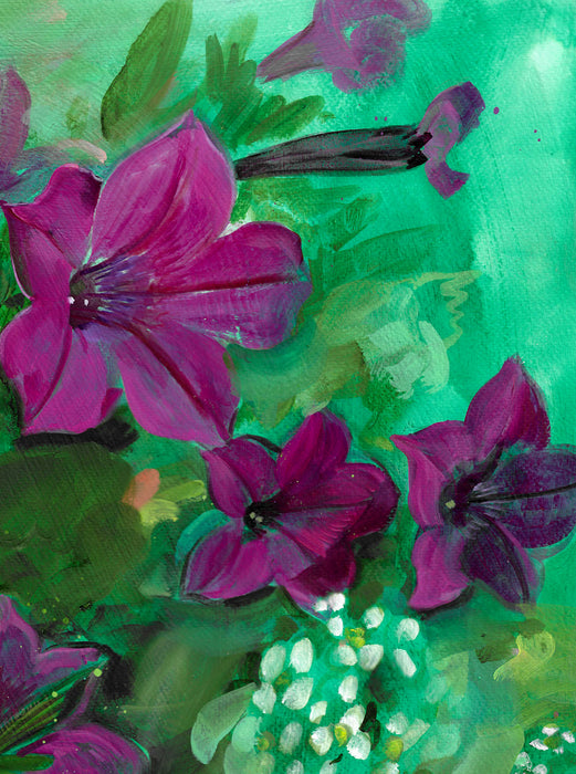 Pink Petunias 2 Original Oil Painting