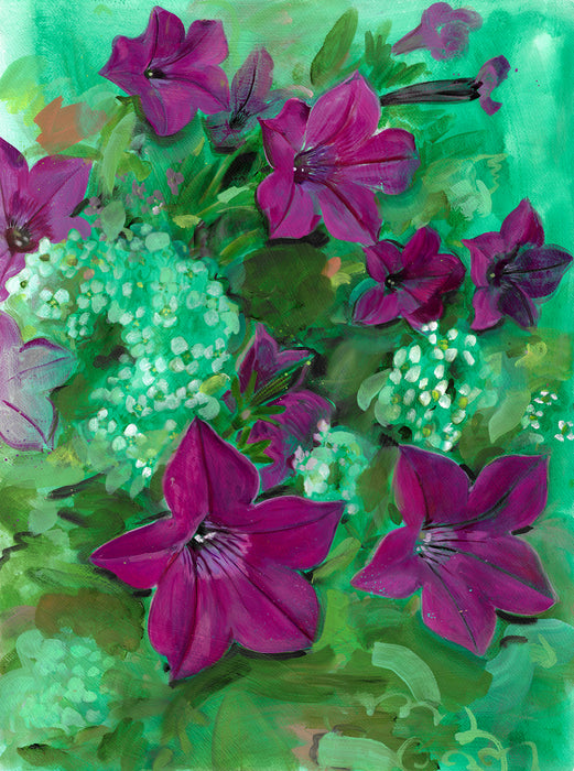 Pink Petunias 2 Original Oil Painting