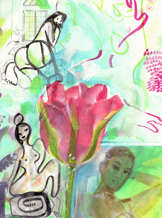 Tulips Collage Original Oil Painting