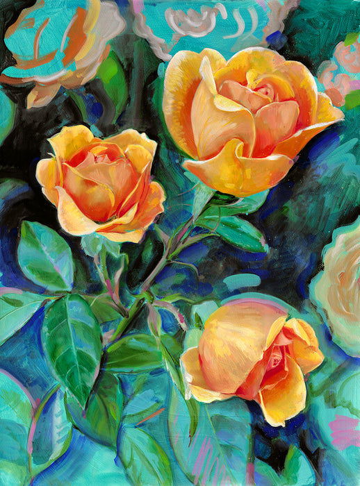 Yellow Roses Original Oil Painting