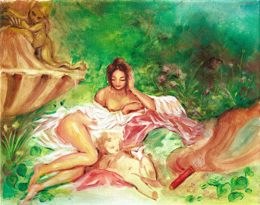 Cupid and Aphrodite 2 Original Oil Painting