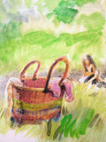 Basket at the River Original Oil Painting