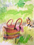 Basket at the River Original Oil Painting