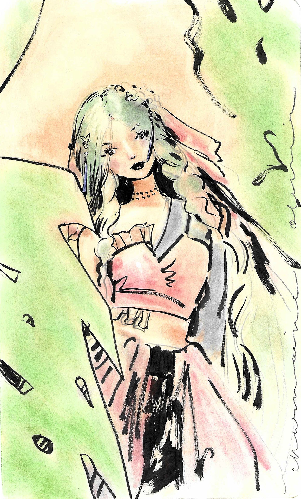 Charmira at Sunset Original Drawing