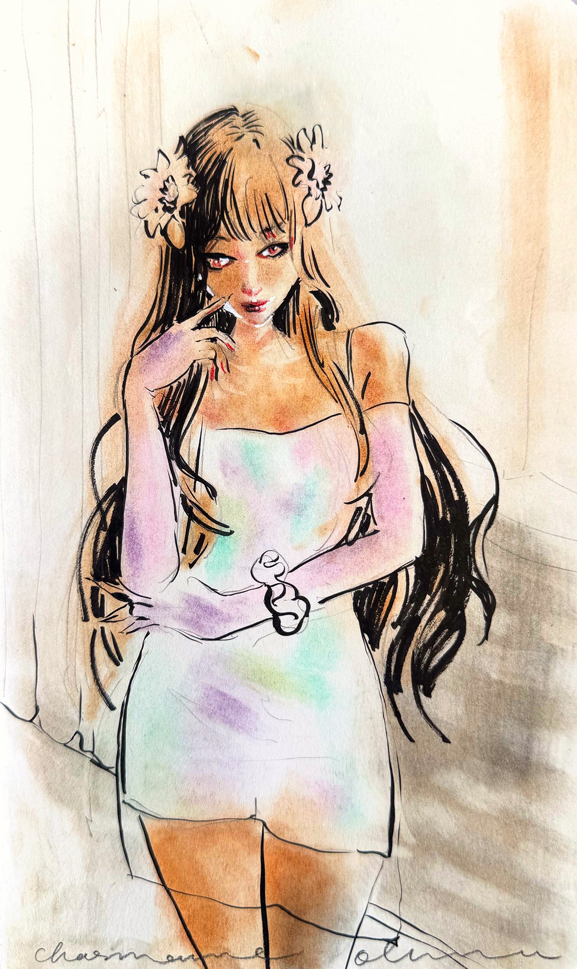 Moody Charmira Original Drawing