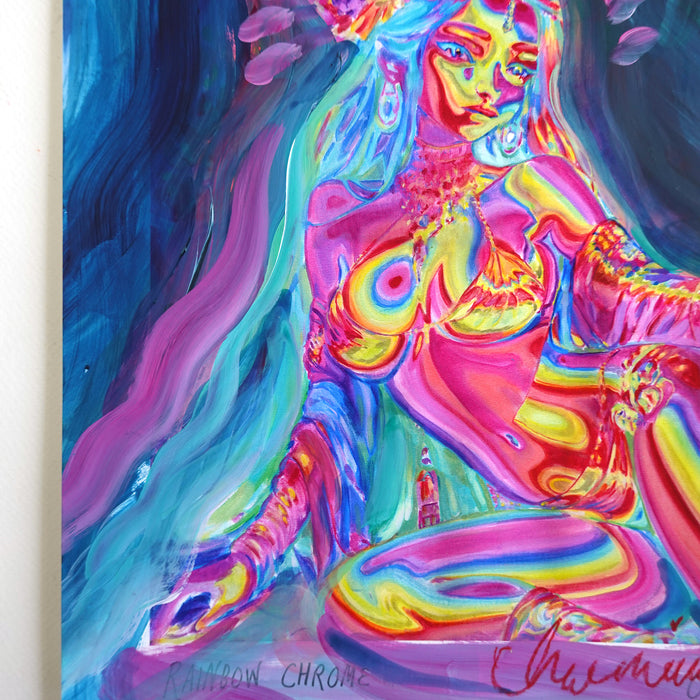 Rainbow Chrome 12x12 Hand Embellished Print