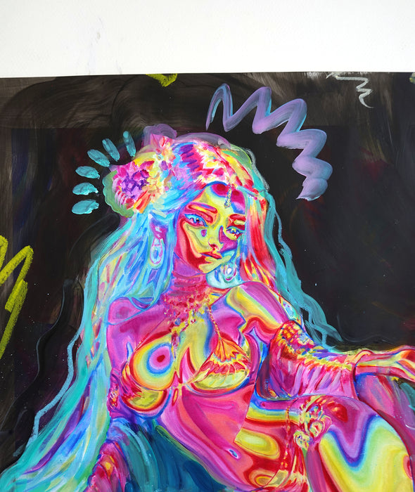 Rainbow Chrome 16x16 Hand Embellished Print