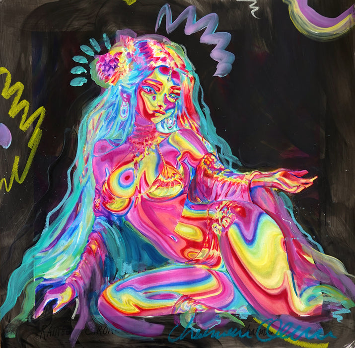 Rainbow Chrome 16x16 Hand Embellished Print