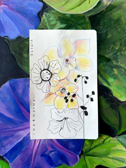 Daffodils and Flax Lily Original Drawing