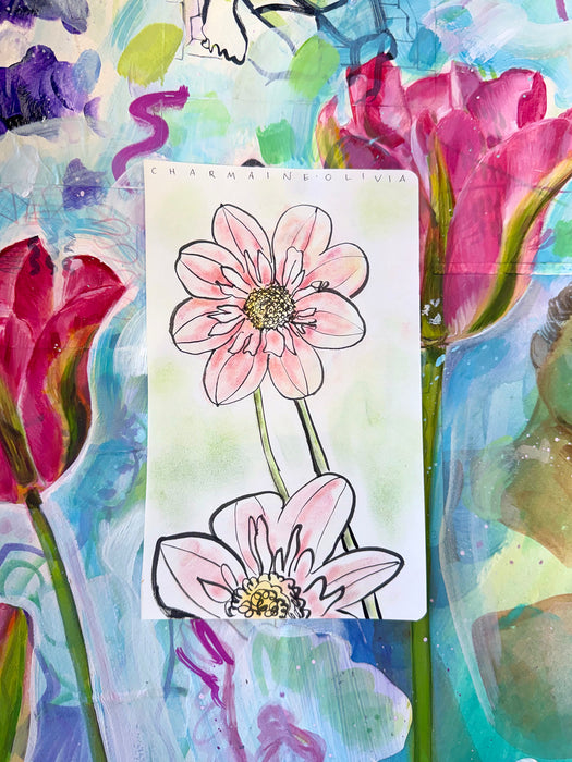Dahlia Original Drawing