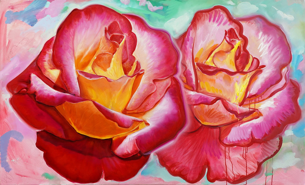 Double Rose Original Oil Painting