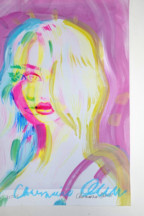 Glitch Girl Sketch 11x14 Hand Embellished Print