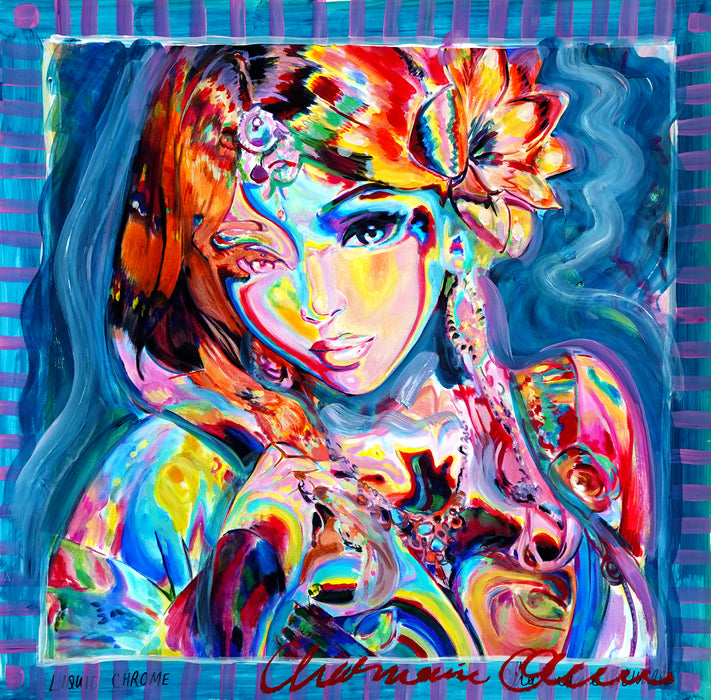 Liquid Chrome 16x16 Hand Embellished Print