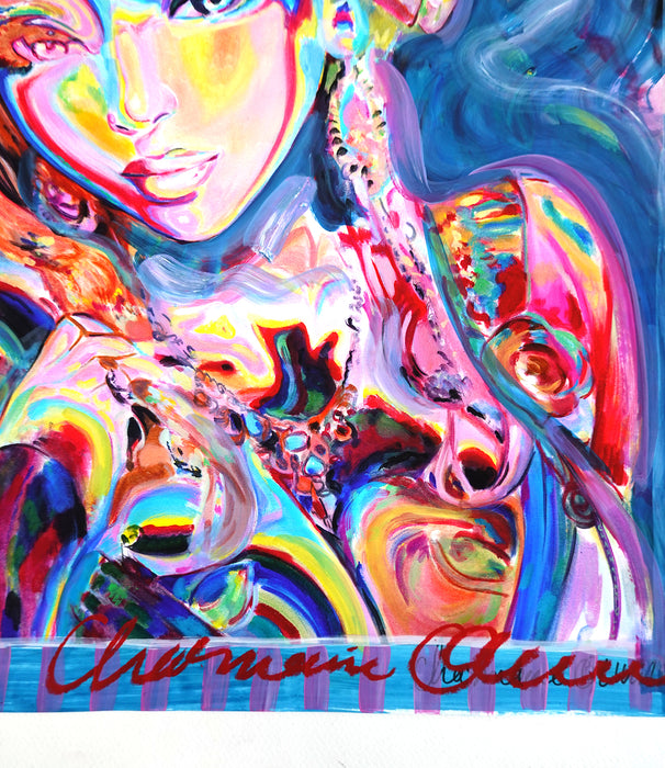 Liquid Chrome 16x16 Hand Embellished Print