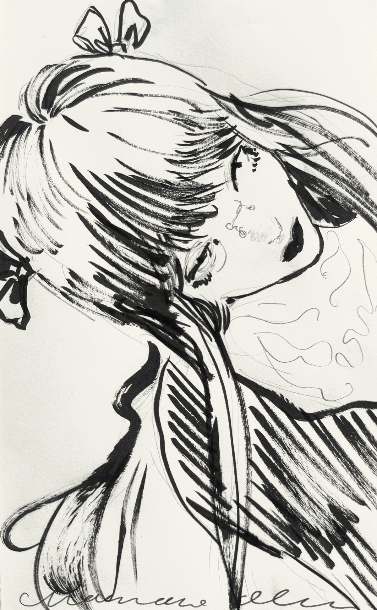 Moody Girl 1 Original Drawing