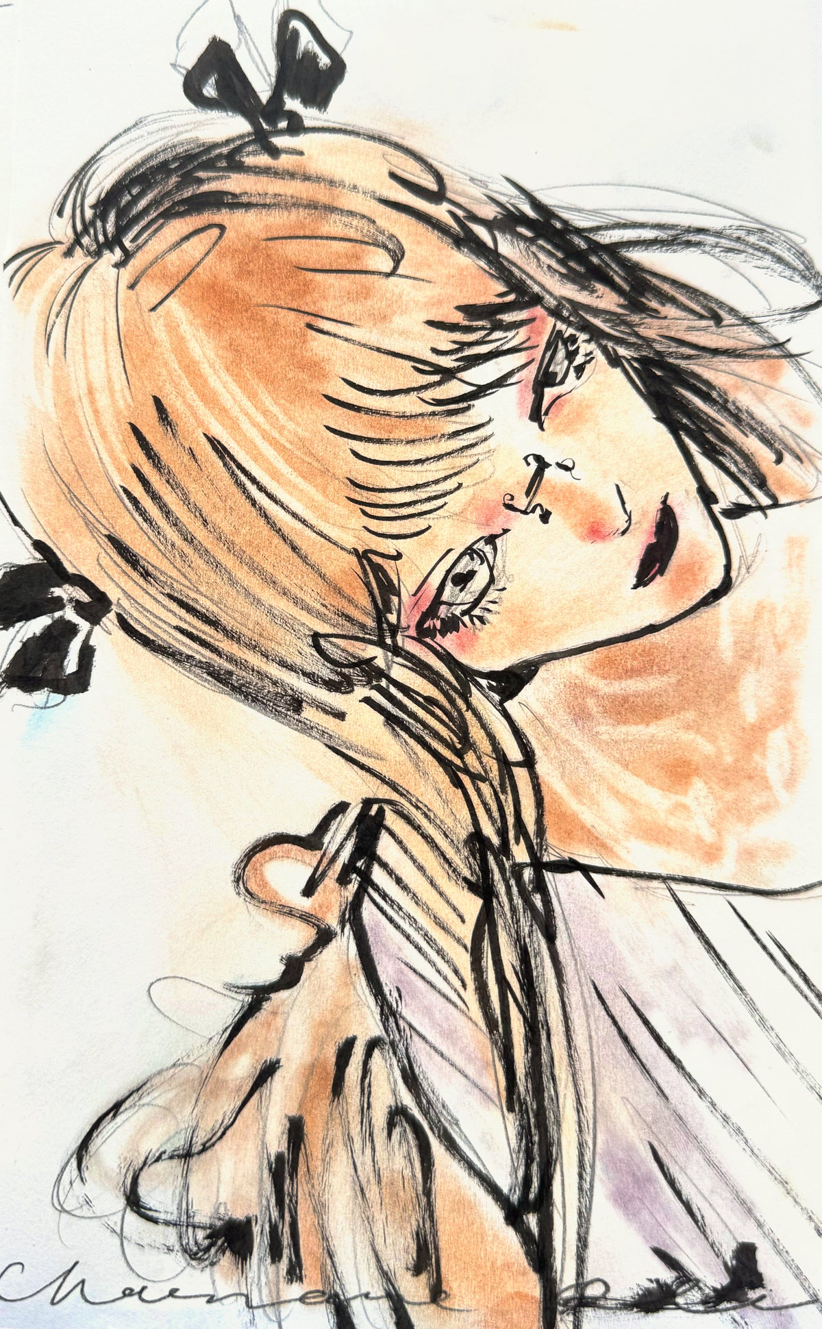 Moody Girl 2 Original Drawing