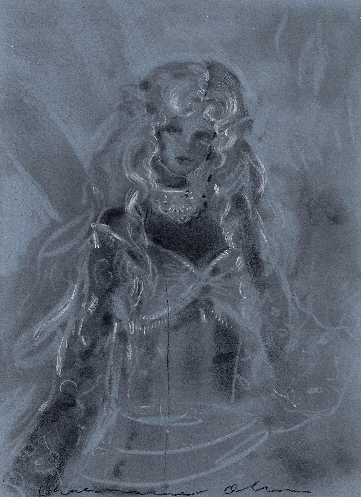 Shining Nikki Original Charcoal Drawing