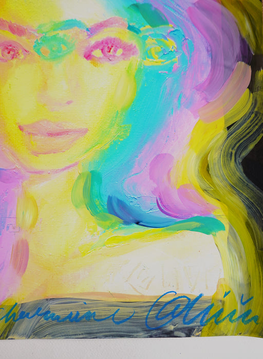 Pastel Glitch Girl 16x16 Hand Embellished Print