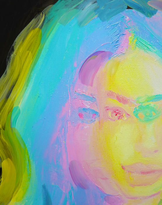 Pastel Glitch Girl 16x16 Hand Embellished Print