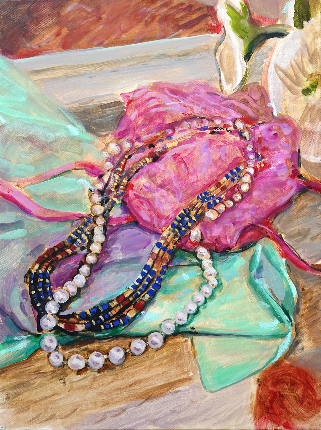 Pearls and Bra Original Oil Painting