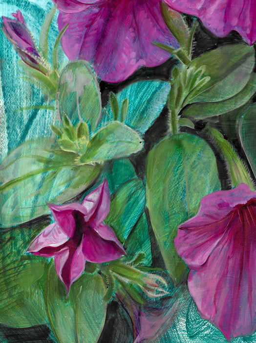 Pink Petunias Original Oil Painting