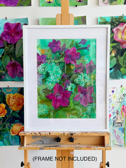 Pink Petunias 2 Original Oil Painting