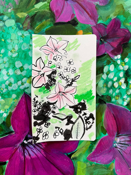 Petunias Original Drawing