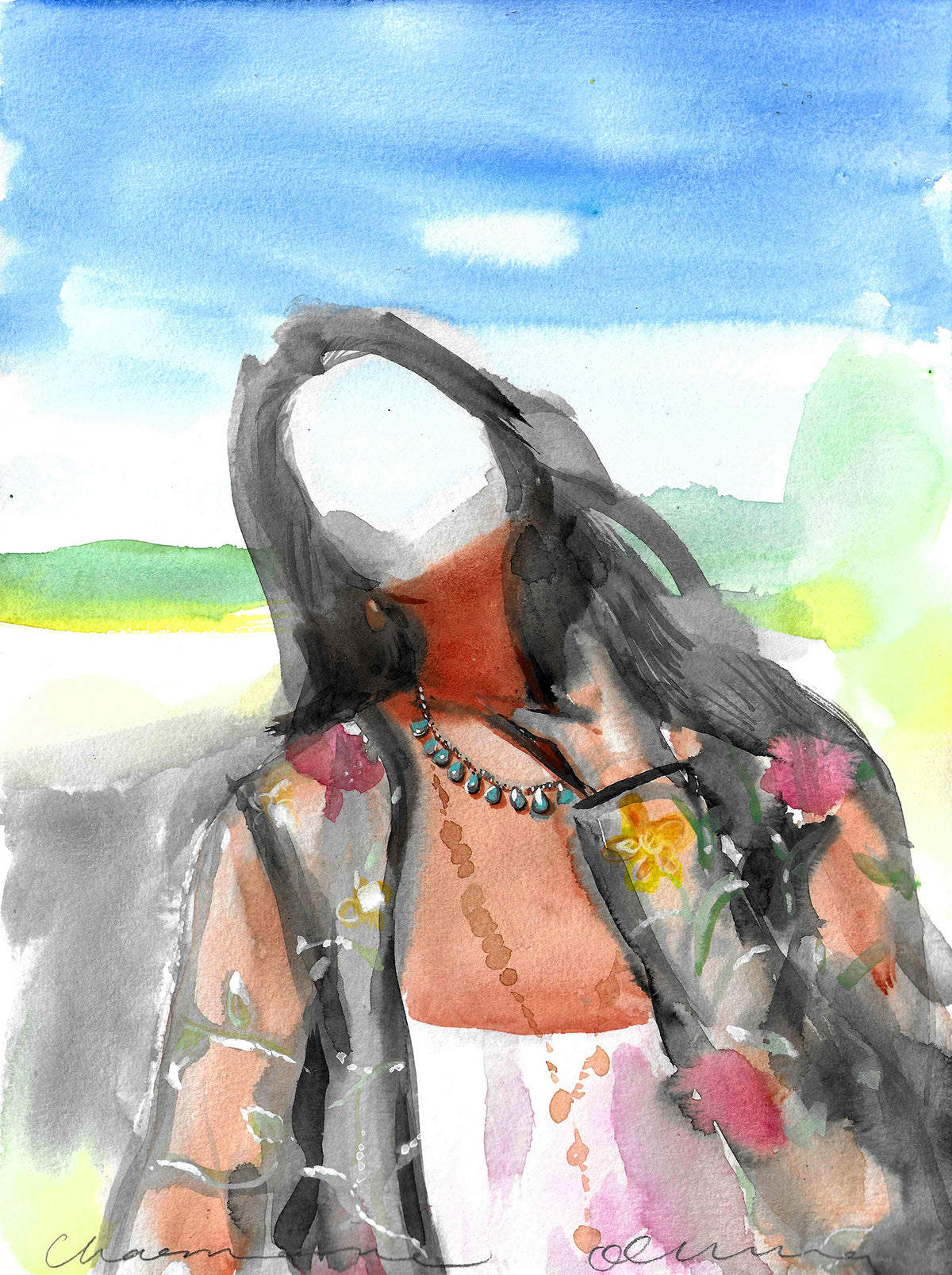 Riverside Original Watercolor Painting