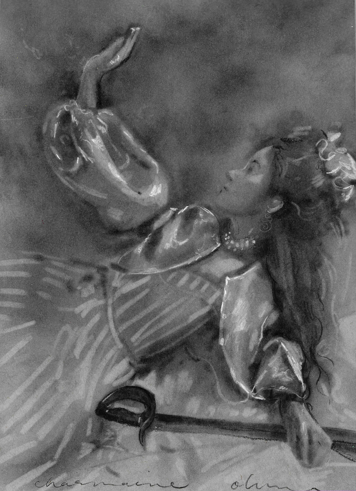 Romantasy 2 Original Charcoal Drawing