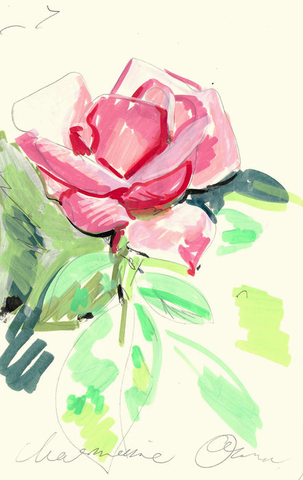 Pink Rose 1 Original Drawing