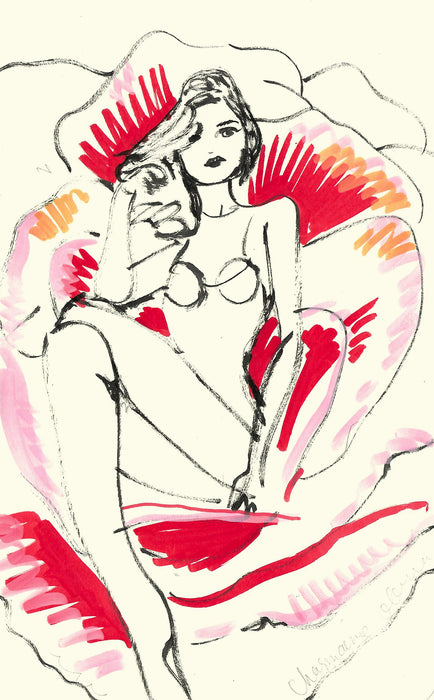 Rosebed 1 Original Drawing