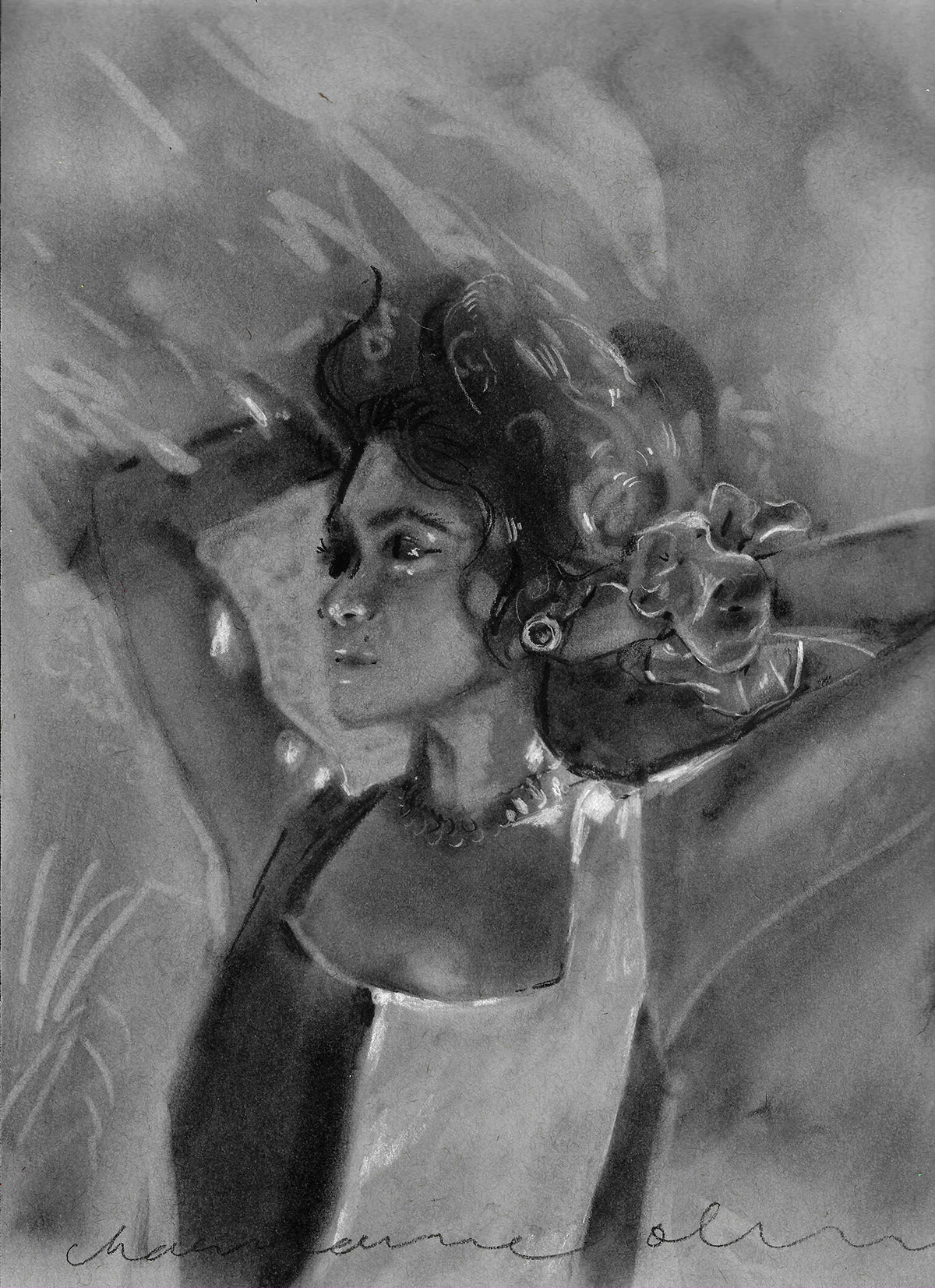 Scrunchie Original Charcoal Drawing