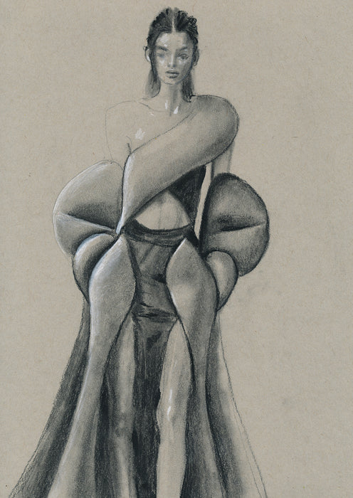 Sculptural Clothing Original Drawing