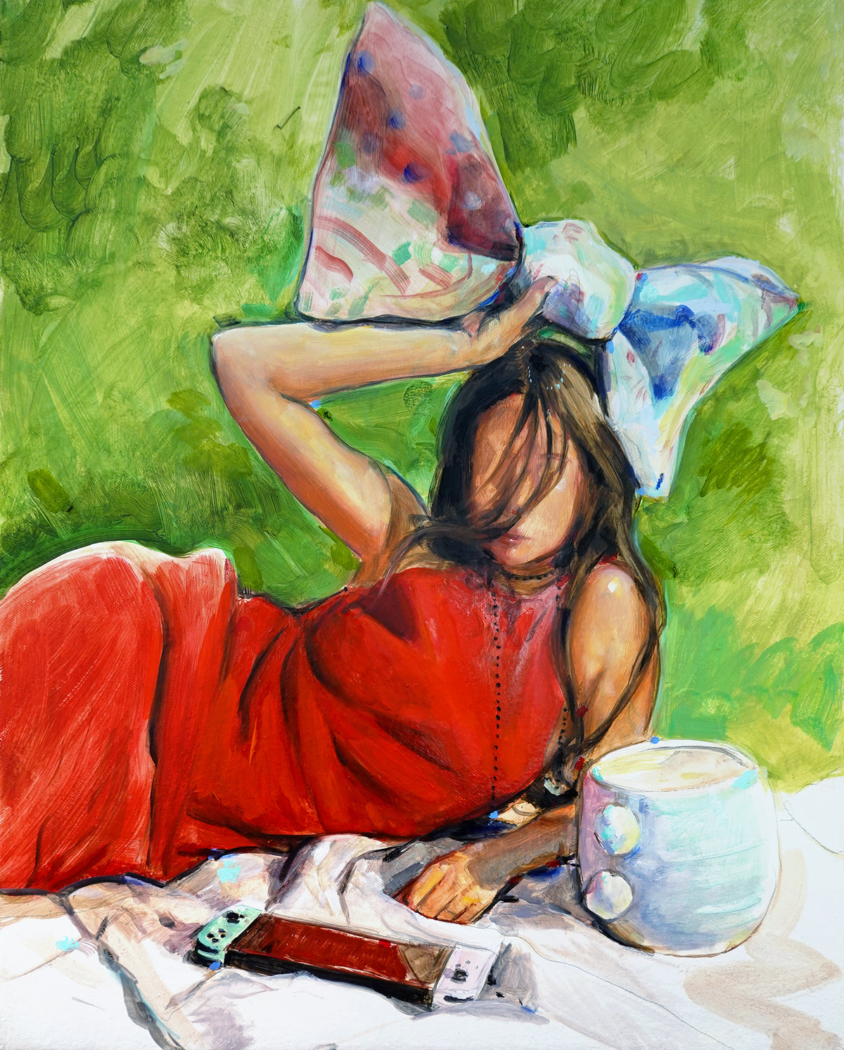 Selfie with Switch Original Oil Painting
