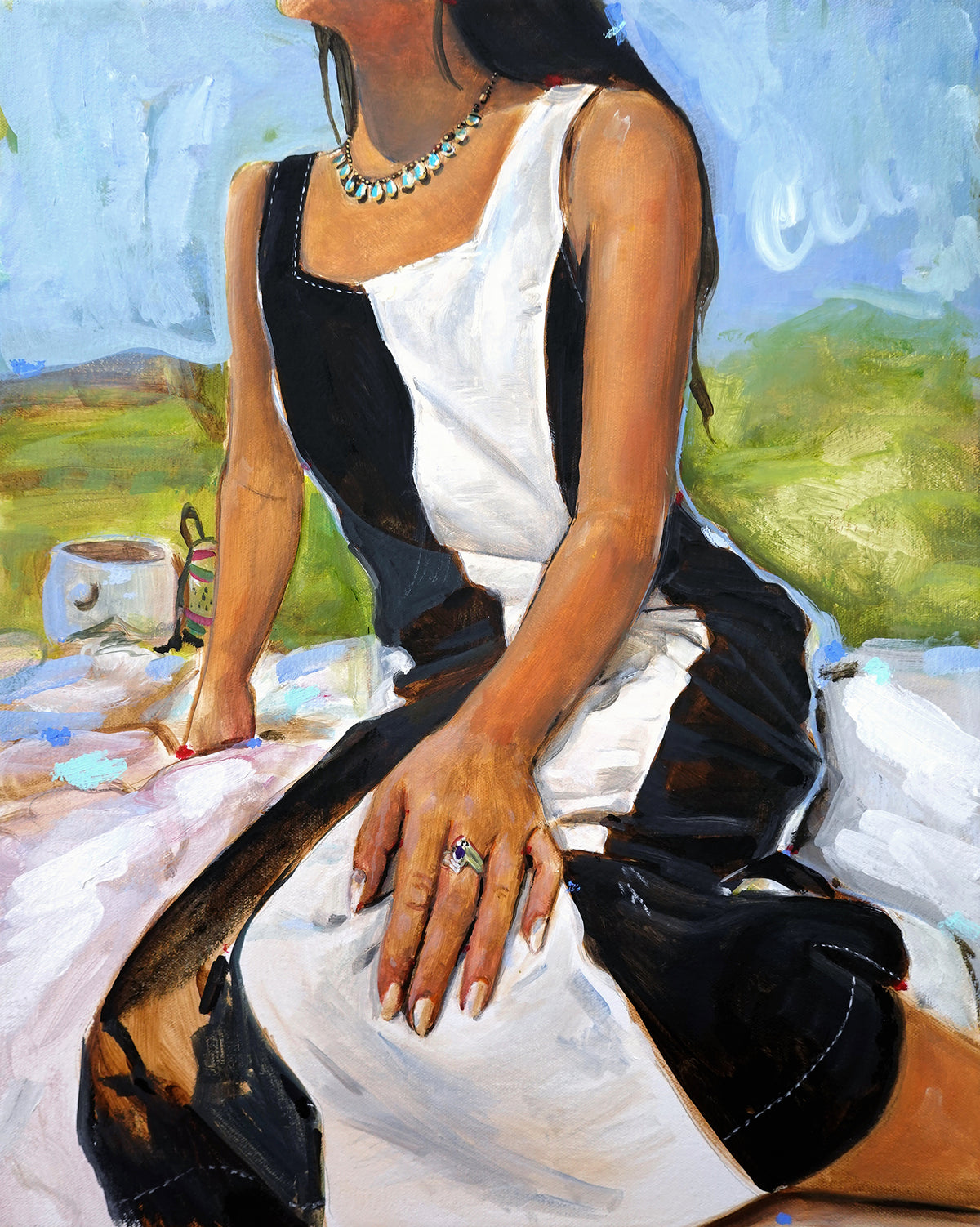 Striped Body Original Oil Painting